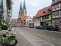 Empty streets of Quedlinburg, Germany. Royalty Free Stock Photo