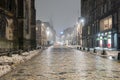 Foggy Royal Mile in Edinburgh at Night Royalty Free Stock Photo