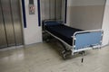 Empty stretcher front of hospital lift