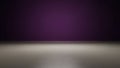 Empty studio with a deep purple wall and a light grey concrete floor Royalty Free Stock Photo
