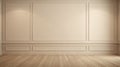 Elegant Minimalist Room With Beige Walls And Wooden Floor