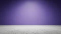 Empty studio room with cracked concrete floor and vibrant purple wall backdrop Royalty Free Stock Photo