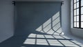 Empty studio with seamless backdrop and window light casting shadows Royalty Free Stock Photo