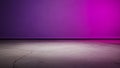 Empty studio stage with cracked concrete floor and vibrant purple gradient backdrop Royalty Free Stock Photo
