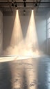 Empty Studio Stage With Dramatic Spotlight Beams and Smoke Effect Royalty Free Stock Photo