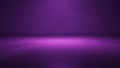 Empty studio stage with vibrant purple lighting and reflective floor Royalty Free Stock Photo