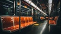 an empty subway car with orange seats Royalty Free Stock Photo