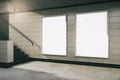 Empty subway hall with blank banners Royalty Free Stock Photo