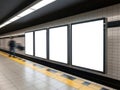 Empty subway station with blank advertisement boards isolated on white background Royalty Free Stock Photo