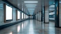 Empty Subway Station Corridor with Blank Advertisements Royalty Free Stock Photo