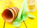 Empty sugar wafer icecream cones Royalty Free Stock Photo