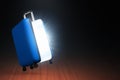 Empty suitcase on 3d illustrations Royalty Free Stock Photo