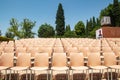 Empty summer theater concert auditorium hall without people at Generalife Gardens, Alhambra, Granada, Spain