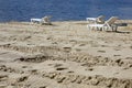 Empty sunbed on the beach.