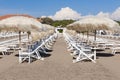 Empty sunbeds on the beach