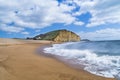 Empty sunny beach at West Bay in Dorset