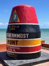 Empty close view of the southernmost point and distance to Cuba landmark of the continental USA in Key West, Florida