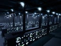 Empty supercomputer server room with big data
