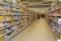 Empty supermarket aisle or a grocery store Royalty Free Stock Photo