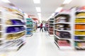 Empty supermarket aisle,motion blur Royalty Free Stock Photo