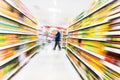 Empty supermarket aisle,motion blur Royalty Free Stock Photo