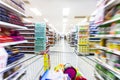 Empty supermarket aisle,motion blur Royalty Free Stock Photo