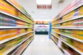 Empty supermarket aisle,motion blur Royalty Free Stock Photo