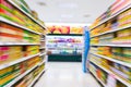 Empty supermarket aisle,motion blur Royalty Free Stock Photo