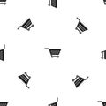 Empty supermarket cart pattern seamless black Royalty Free Stock Photo