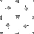 Empty supermarket cart with plastic handles pattern seamless black Royalty Free Stock Photo