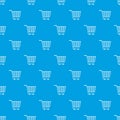 Empty supermarket cart with plastic handles pattern seamless blue Royalty Free Stock Photo