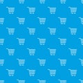 Empty supermarket cart with plastic handles pattern seamless blue Royalty Free Stock Photo