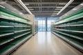 Empty Supermarket Shelves in a Grocery Store
