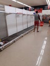 Empty supermarket shelves for tissues