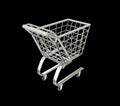 Empty supermarket shopping cart isolated on black background Royalty Free Stock Photo