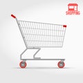 Empty Supermarket Shopping Cart Isolated on White, Side View Royalty Free Stock Photo