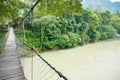 Suspension Bridge River in Tangkahan, Indonesia Royalty Free Stock Photo