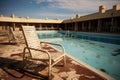 Empty swimming Pool at an Abandoned Resort Royalty Free Stock Photo