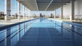 Empty Swimming Pool With Cityscape Through The Window. Generative AI