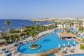 Empty swimming pool early in the morning at the hotel near red sea, Egypt Royalty Free Stock Photo