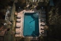 Empty swimming pool. Modern pool top view. Summer vacation in luxury resorts concept. Generative AI Royalty Free Stock Photo