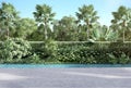 Empty swimming pool terrace with nature view background 3d render