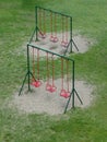 Empty swings in children playground Royalty Free Stock Photo