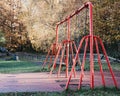 Empty swings in a park