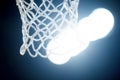 Empty Swooshing Basketball Net Close Up with Dark Background Royalty Free Stock Photo
