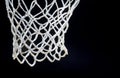 Empty Swooshing Basketball Net Close Up with Dark Background