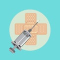 Empty syringe with crossed plaster flat vector icon Royalty Free Stock Photo
