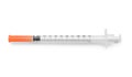 Empty syringe on white background, top view Royalty Free Stock Photo