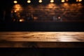 Empty table on the bar on room cocktail club with brick wall background