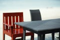 Empty table on the beach Royalty Free Stock Photo